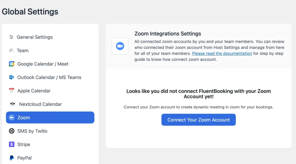 setup zoom integration